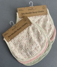 Muslin Baby Burp Cloths 6 ct. Girl Floral Shower Gift 2 Pack x 3 Pink Cotton