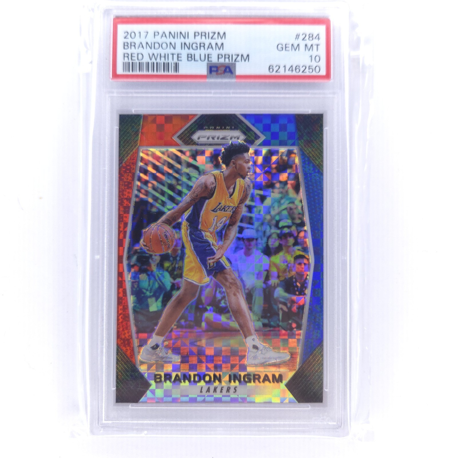 2017 Panini Prizm Brandon Ingram 284 Red White Blue PSA 10 Lakers