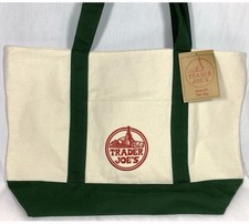 Trader Joe  s Canvas Tote Shopping Bag - LARGE GREEN - NEW with TAGS