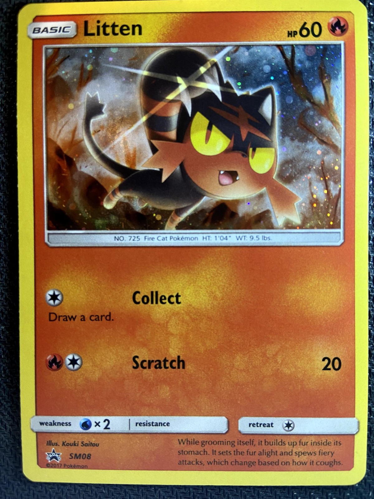 Litten  SM08 Sun & Moon Promo Pokemon English Cosmo Holo 2014