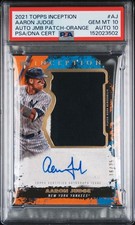 2021 Topps Inception Orange Aaron Judge Auto Jumbo Jersey Patch 16/25 PSA 10/10