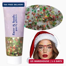 Go Ho Christmas Body Hair Face Glitter Gel,Christmas Glitters Face Paint,Hologra