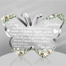 Grandma Gift Birthday Christmas Acrylic Gift Butterfly Shape Grandmother Sign fr