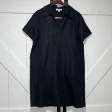 COS Women’s 8 Utility Shirt Dress Boxy Oversized Short Sleeve Linen Blend Black