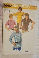 Motif chemises homme Simplicity 9992 (pour tricots). Tour de poitrine taille XL 46-48. Coupe