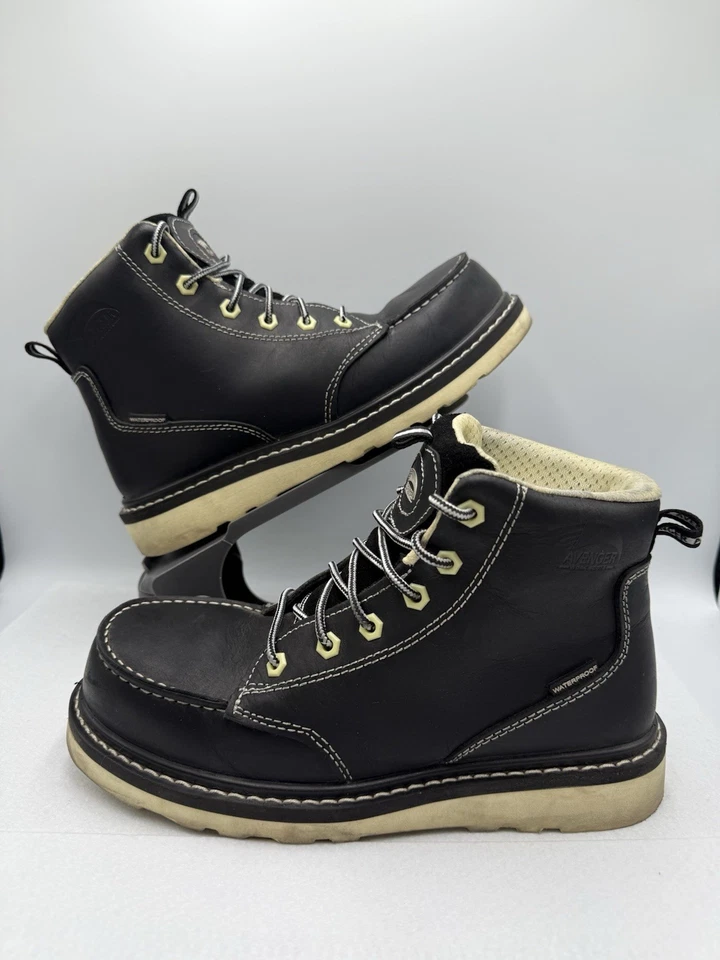 Avenger Women's 6" Moc Toe Work Boot Size 8 Black Comp Toe WP Wedge Sole A7552 - Image 4 of 4