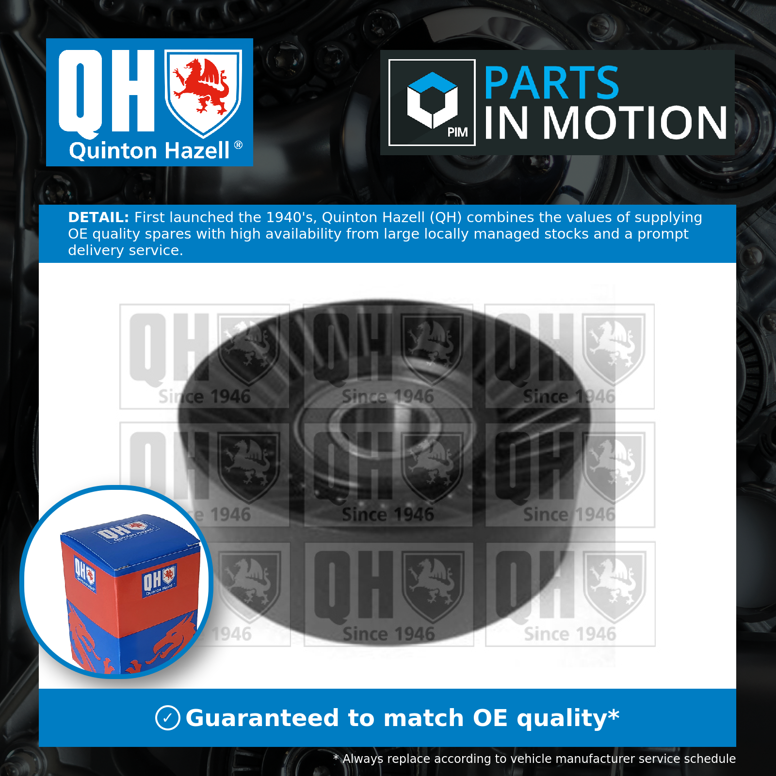 Aux Belt Idler Pulley QTA1308 Quinton Hazell Guide Deflection 11287500560 New