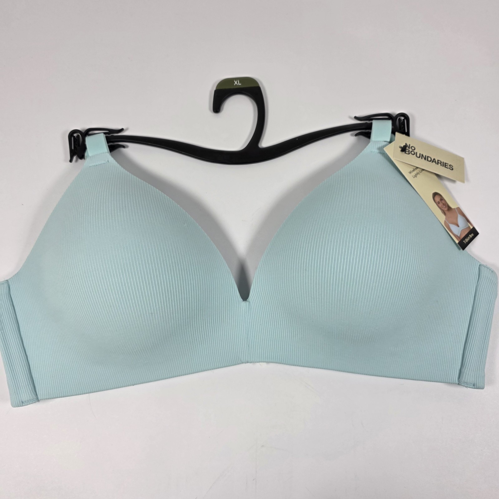 Women’s NoBo No Boundaries Pink Ribbed Bra Lightly Padded Wireless T-Shirt Bra