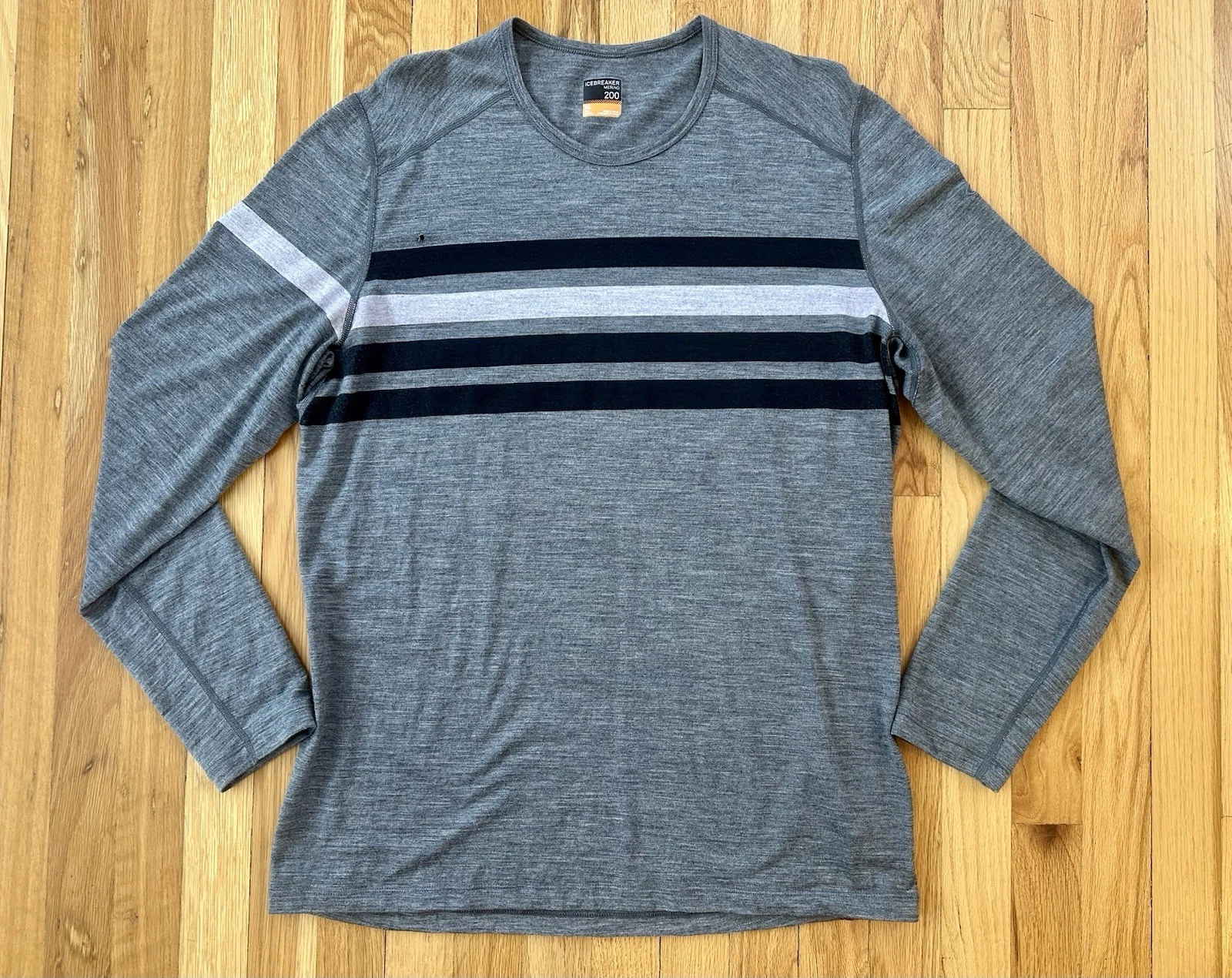 Icebreaker Merino 200 Men's XL 100% Merino Wool Long Sleeve Baselayer Shirt Gray