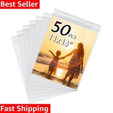 50 Pack Acid-Free Crystal Clear Sleeves Storage Bags for 11x14 Art Prints/Pic...