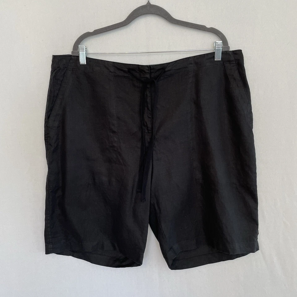 Bermudas para caminar negras 100 % lino orgánico XL EILEEN FISHER para mujer