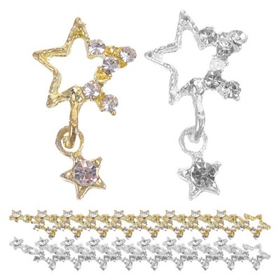 30 Pcs Nageldekorationen Schmuck Sternanhänger Legierungsnagelzauber