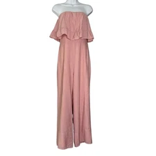 Lovers & Friends Nellie Pink Strapless Jumpsuit Ruffle M