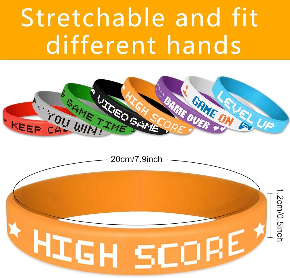 32 Pieces Video Game Rubber Wristband Colored Bracelets for Game Theme Party Kid - Image 3 of 4