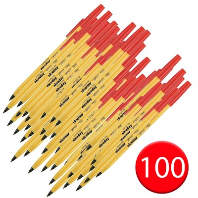 Rot feiner Kugelschreiber Biro 0,4 mm Feder Handschrift Schule Büro 4277578 Pack 100
