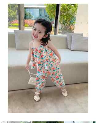 Trajes Para Niñas Pequeñas Blusa Floral Sin Mangas Y Pantalones Antimosquitos