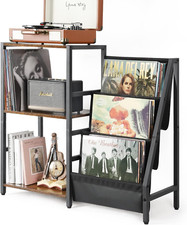 Stylish Record Player Stand with 3-Tier Vinyl Storage for Up to 200 Albums