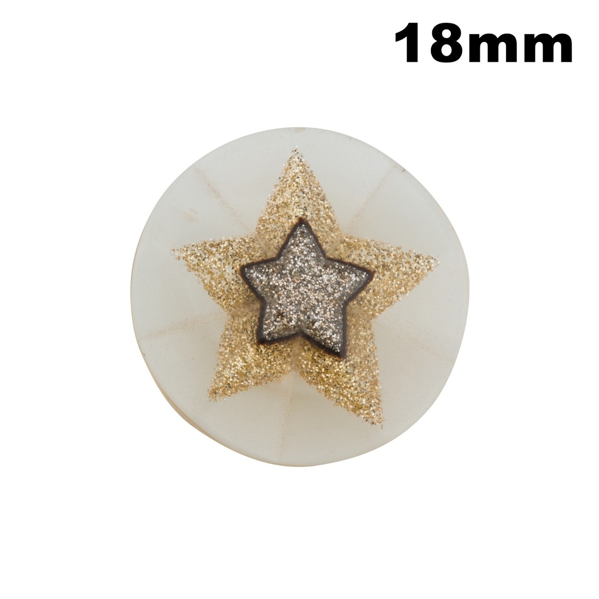 Star Glitter Button: Gold: 18mm Star Glitter Button: Gold: 18mm