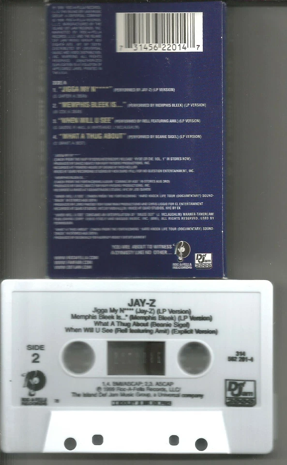 JAY Z & MEMPHIS BLEEK w/ BEANIE SIGEL Jigga 4TRX LIMITED Cassette Single Tape. Foto 2 de 2