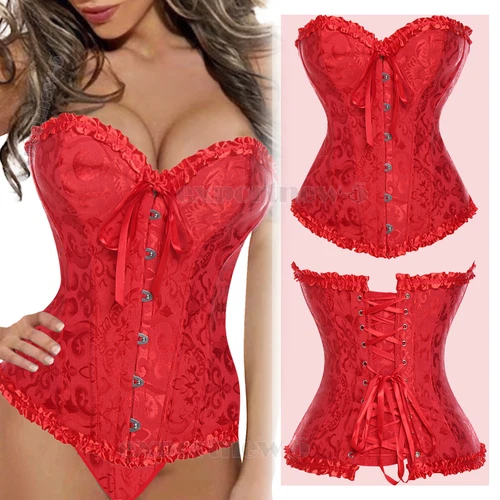 Bustier Corsé Top Mujeres Sobre Busto Con Cordones Cintura Deshuesada Entrenador Lencería Burlesca - Imagen 8 de 32