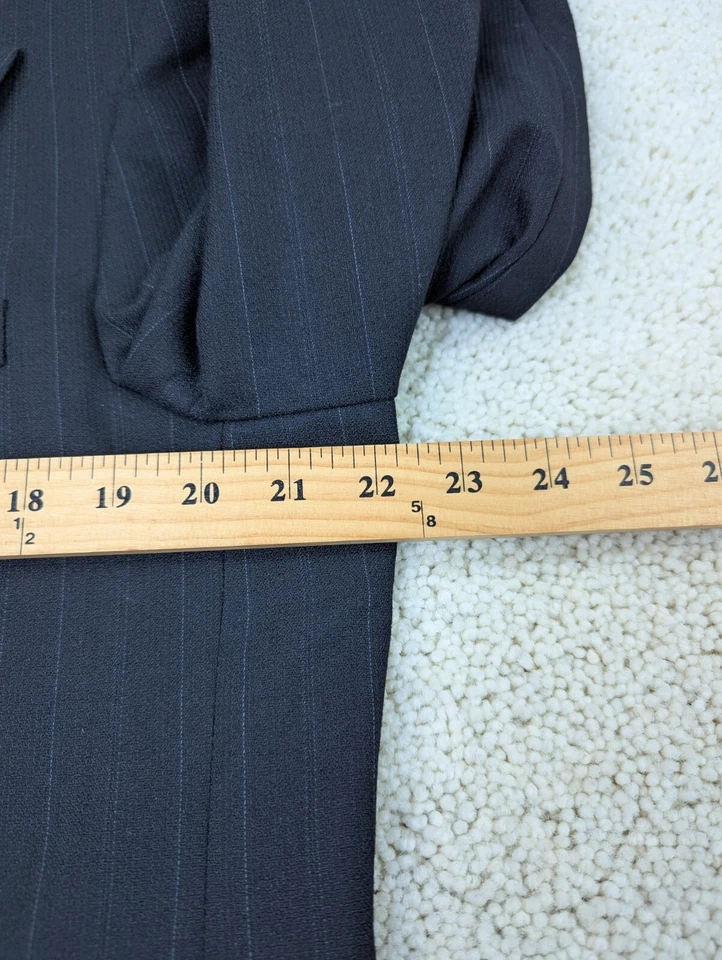 Traje Para Hombre 42S 34x25 Negro Rayas Lana Doble Pecho 2 Piezas Chaqueta Pantalones Foto 4 de 4