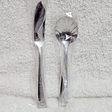 Oneida Amsterdam Butter Knife and Sugar Spoon Stainless Frosted Accent New 2pc