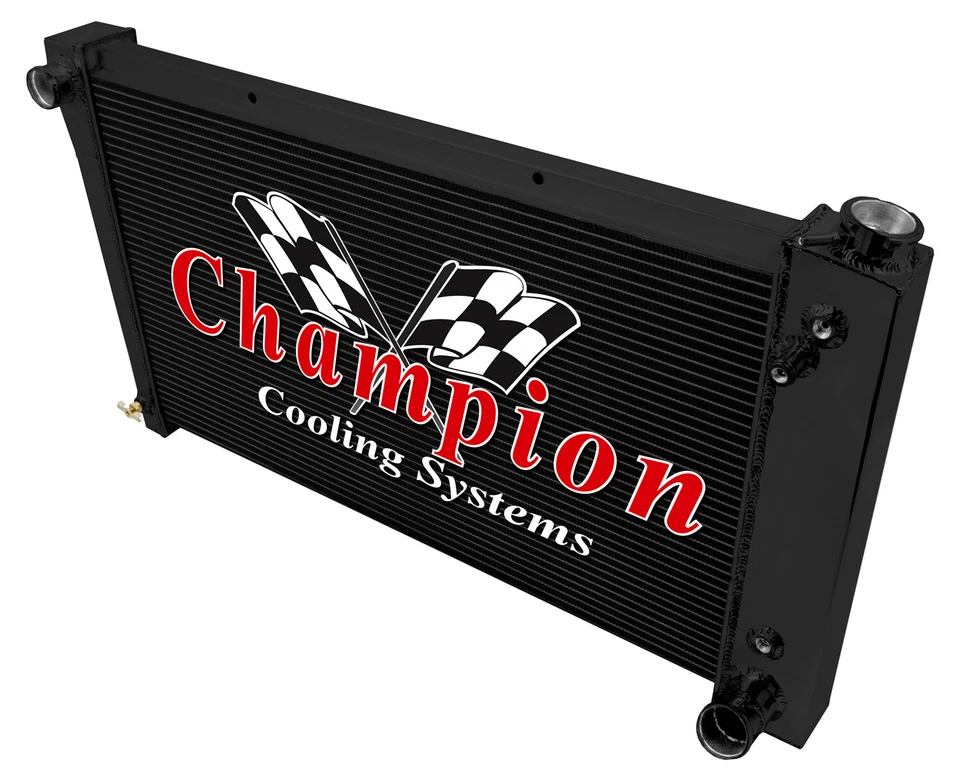Radiador KR Champion 3 filas acabado negro 28" para Chevrolet Blazer V8 1967-1972 Foto 3 de 4