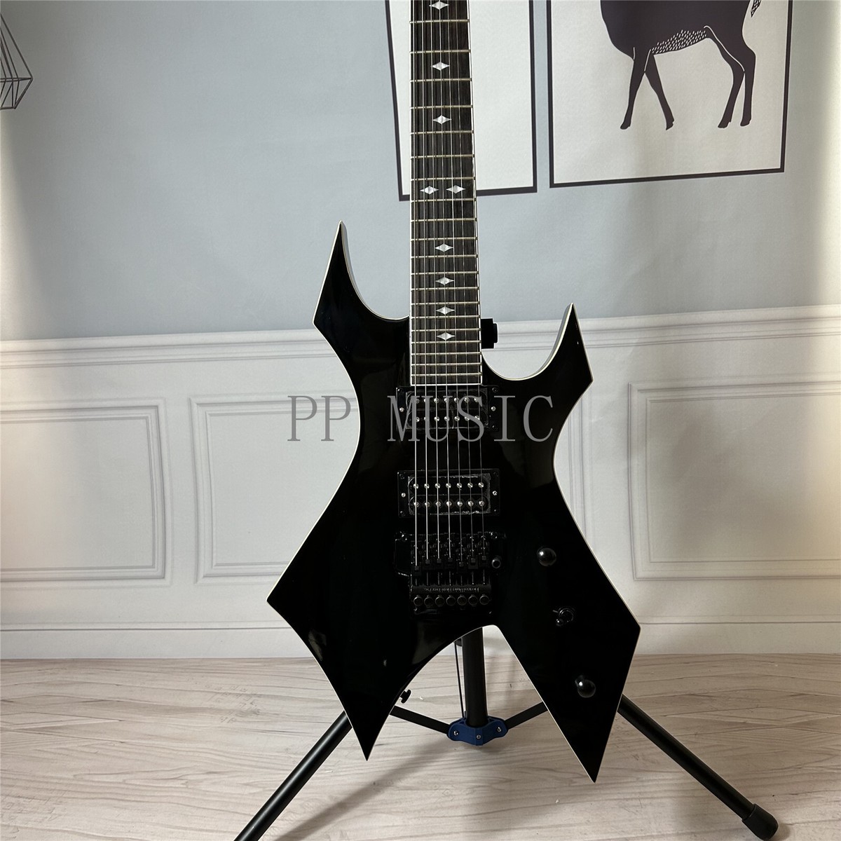 Special Shape Warlock Extreme Black Electric Guitar FR