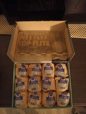 Full VINTAGE GOLF BALL BOX 12 SPALDING NEEDLED TOP-FLITE GOLF BALLS DIMPLE