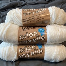Vintage 6 Skeins Orlon Sayelle Acrylic 4Ply 4oz Yarn Worsted Knitting White