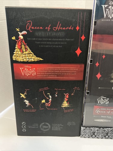 Reina de Corazones Disney Store Diseñador Villanos Colección Muñeca Edición Limitada NUEVO - Imagen 9 de 12