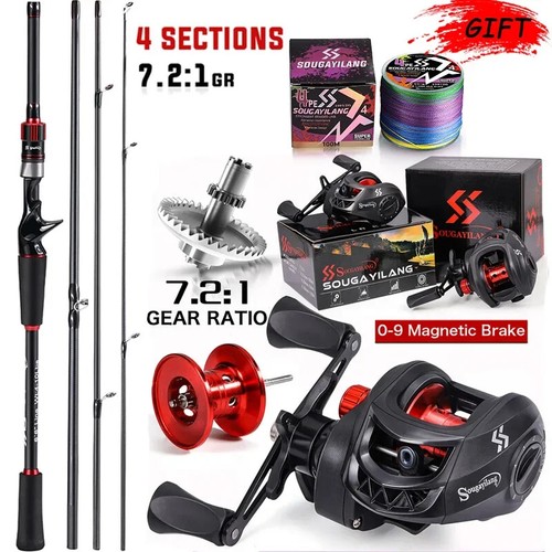 Fishing Rod Reel Combo Casting Rod and 7.2:1 Gear Ratio Baitcasting Ree for Bass - Picture 9 of 24
