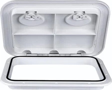 White Marine Deck Access Hatch 17.3“×12.4" Boat Hatch & Lid Rectangle Deck Hatch