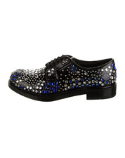 Prada Leather Crystal Embellishments Derby Oxford Shoes UK 7