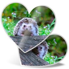 2 x Heart Stickers 15 cm - Cute Cheeky Hedgehog Garden #14322