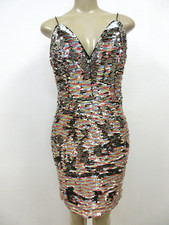 Sequin Bodycon Dress Fashion Nova Multicolor Spaghetti Strap Mini Size L