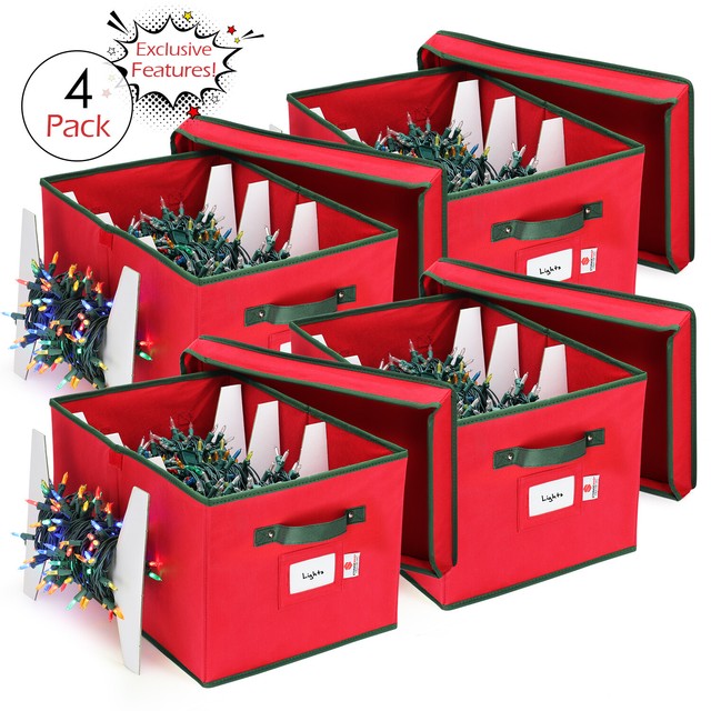 Christmas Lights Storage Box Heavy Duty 600D Polyester Foldable W