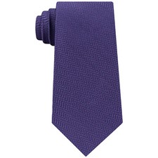 MICHAEL KORS Purple Unsolid Solid Chevron Stripe Silk Classic Tie