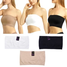 Seamless Spandex Bandeau Bra Cropped Tube Top Strapless Layering Tank One Size