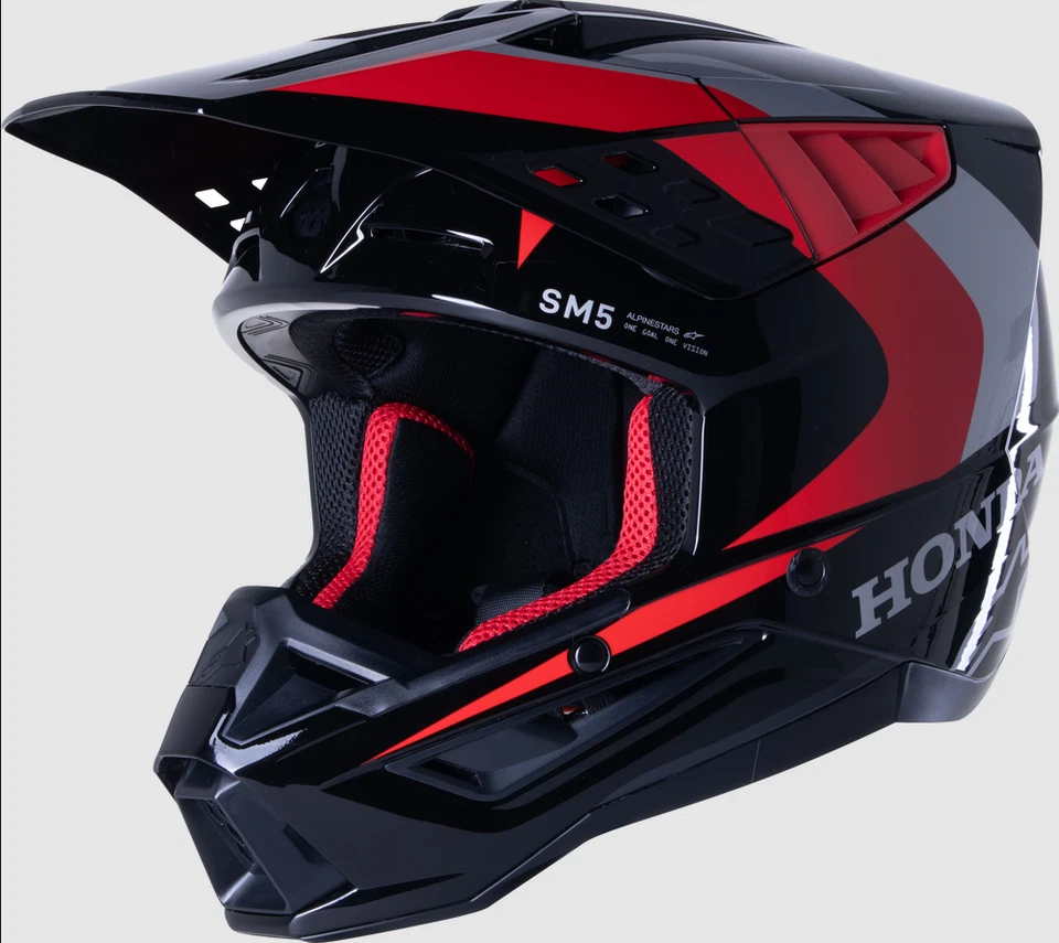 *FREE SHIPPING* ALPINESTARS HONDA SM5 HELMET BLACK/RED PICK YOUR SIZE - Image 3 of 3