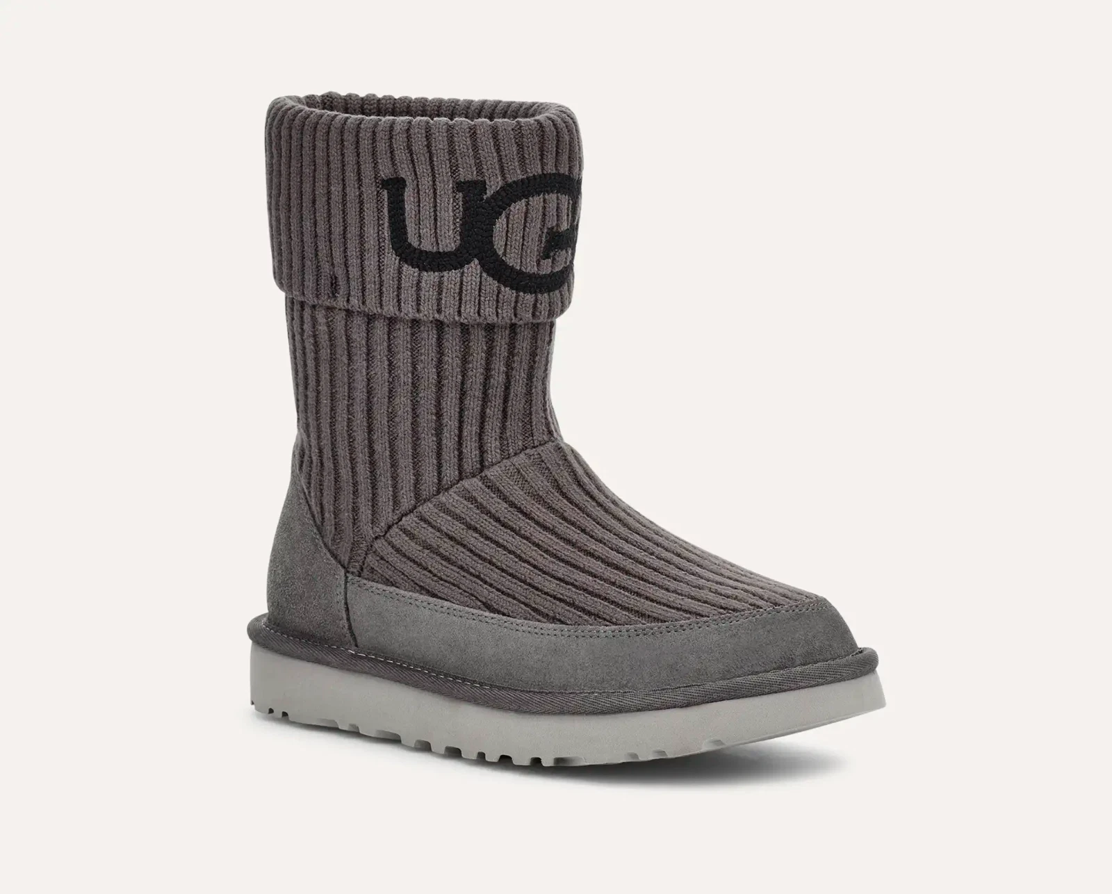 Stivali UGG Australia donna classici UGG in maglia taglia 6 grigi con logo ricamato