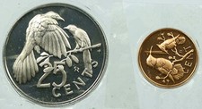 1974 British Virgin Islands 25 Cents & 1 Cents GIFT Proof Set of 2 Coins i116445