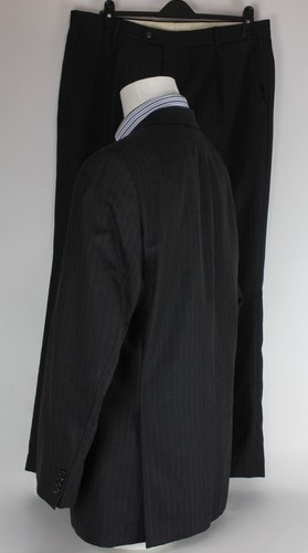 Vintage Baumer Suit Size 54 W36 L32 Wool Blend Charcoal Pinstripe TV Costume - Picture 7 of 24