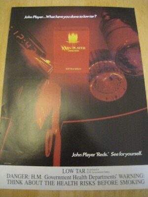 JOHN PLAYER REDS EXTRA MILDE ZIGARETTEN POSTER WERBUNG FERTIGER RAHMEN A4 GRÖSSE DATEI U