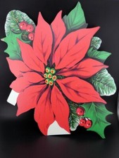 Vintage Christmas Poinsettia Eureka Cardboard Cut Out Lot of 8