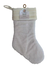 My Texas House Fabric Christmas Stocking Cream Gold Calcetin Sparkle 18 in