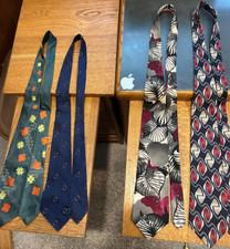 4 1940s ties: Art Deco, Rockabilly, Atomic, Swing , imported silk, wide 4" ties