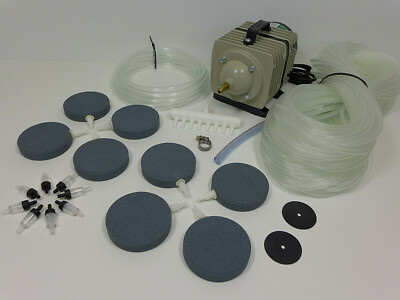 Hailea ACO-388D Teichbelüfter Sauerstoffpumpe Belüfter Set 8 Ausströmer Platten