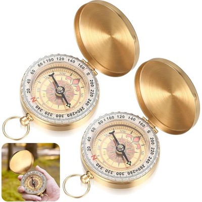 Pack of 2 Outdoor Compass, Portable Waterproof Pocket Compass, Portable Brass...
