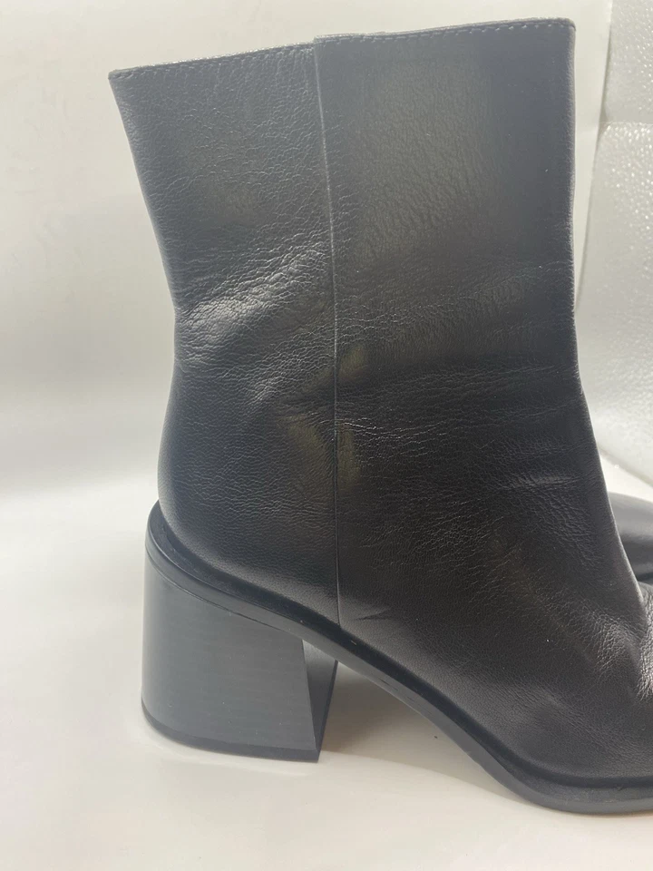 Sam Edelman Black Leather Ankle Boots Square Toe Ankle Zip Women's Size 7 - Image 2 of 4